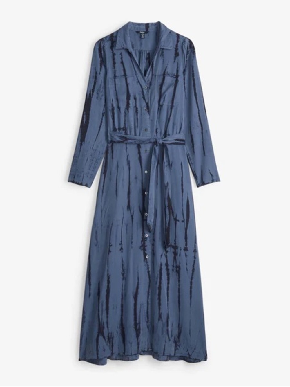 Hatley Blue Tie-Dye Long Sleeve Button-Front Maxi Dress